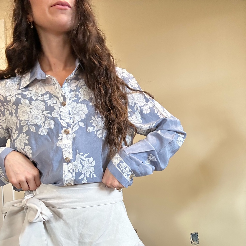 MAEVE BY ANTHROPOLOGIE 100% silk button down floral boho SZ 4